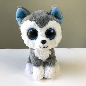 Ty Beanie Boos Husky Puppy Dog Slush 6” Stuffed Plush Blue Glitter Eyes 2016